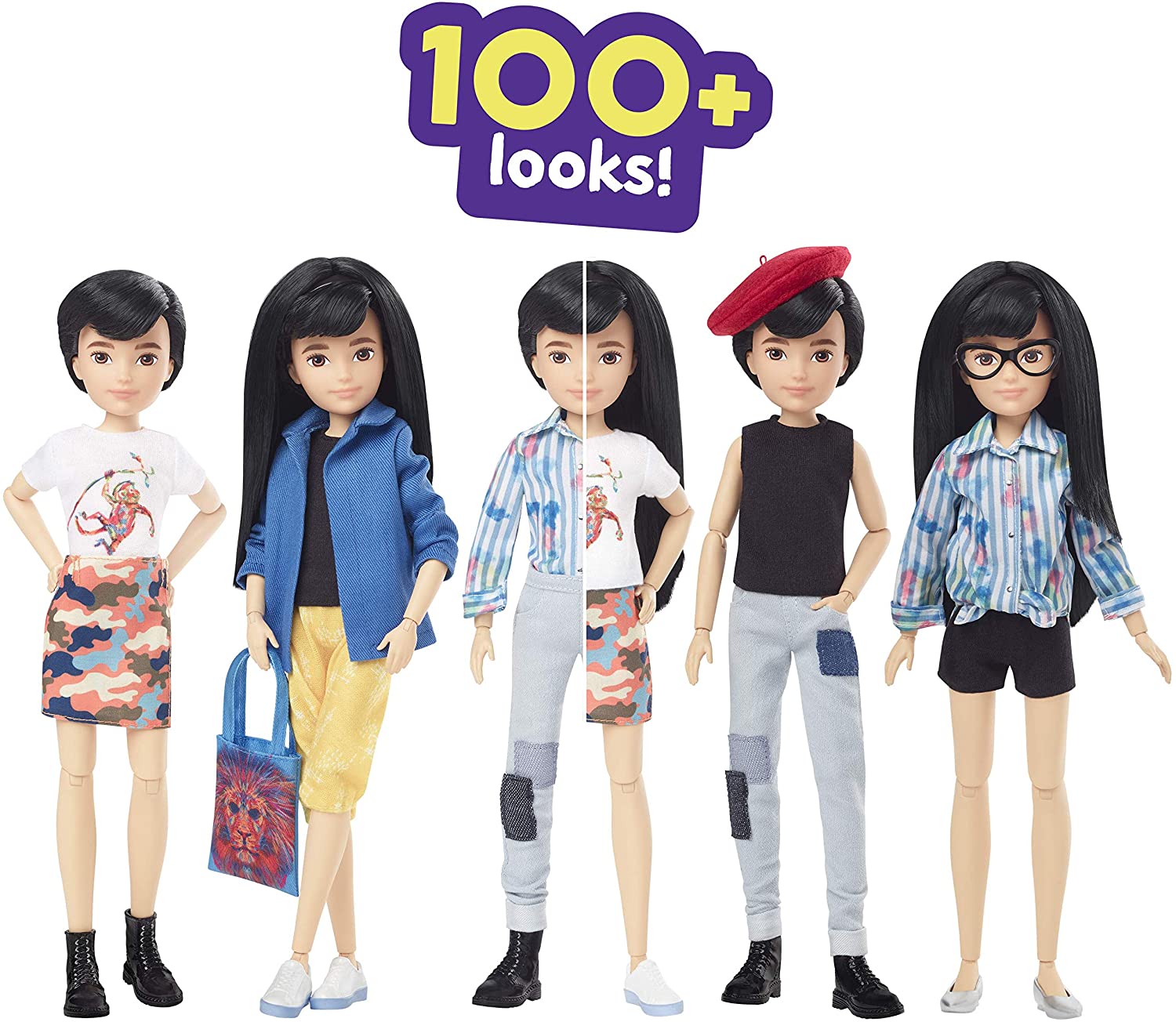 CREATABLE WORLD GGG54 Kit de personnage de luxe - Cheveux noirs et raides 4