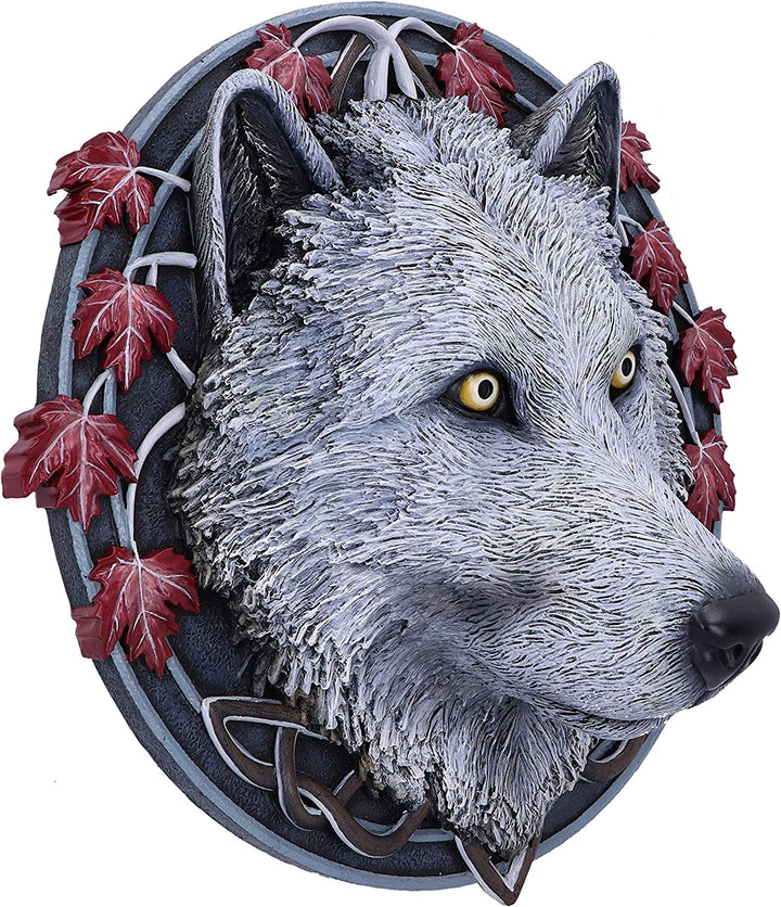 Nemesis Now Lisa Parker Guardian of The Fall Weißes Herbstwolf-Wandschild, 29 cm