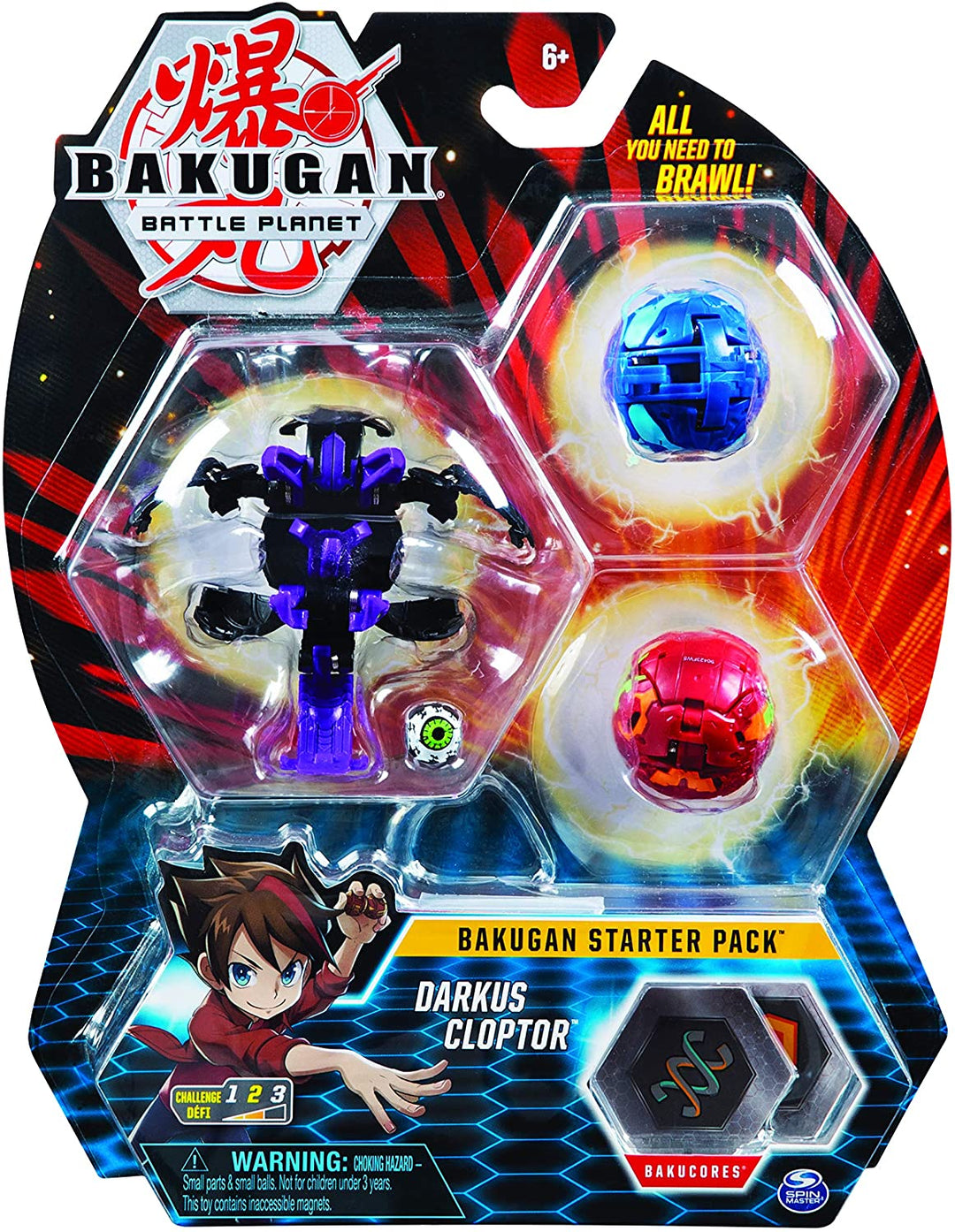 Assortiment de packs de démarrage en plastique Bakugan 6045144 &amp; Assortiment de 1 packs en carton Aquos Core 6045148 pour les 5 ans et plus