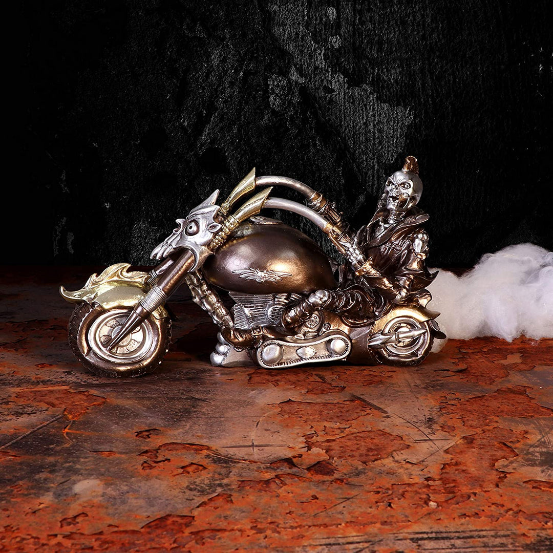 Nemesis Now Wheels of Steel 29cm Steampunk Motorcycle Skeleton Figurine.