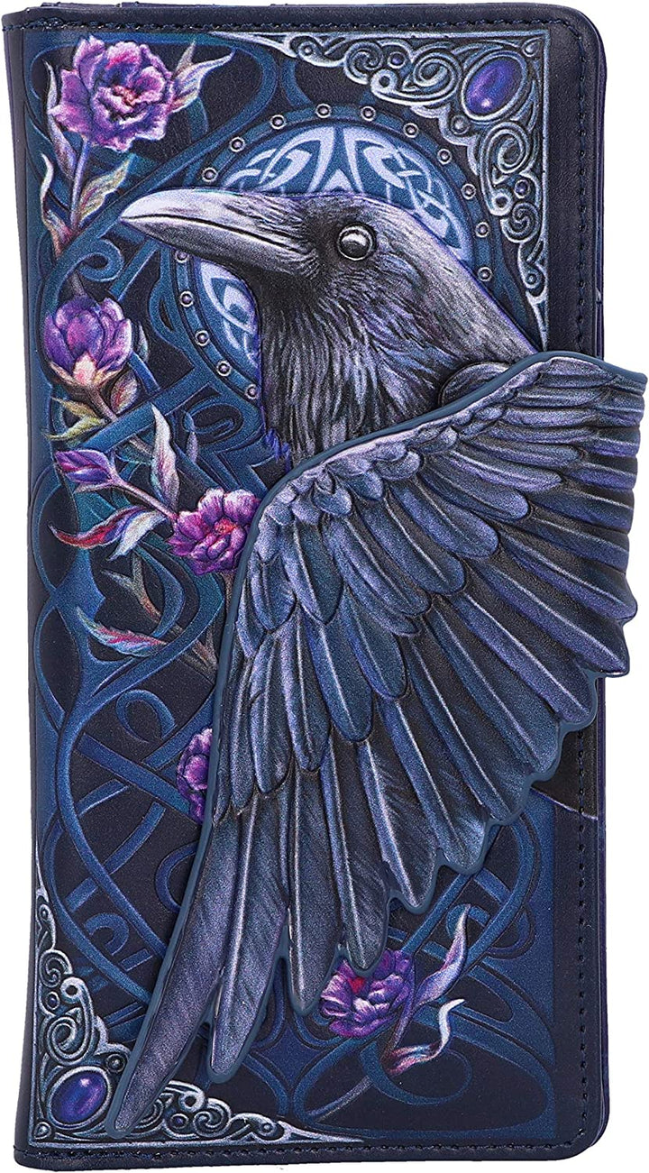Nemesis Now Ravens Flight Black Wing Floral Embossed Purse Wallet, Polyurethane,