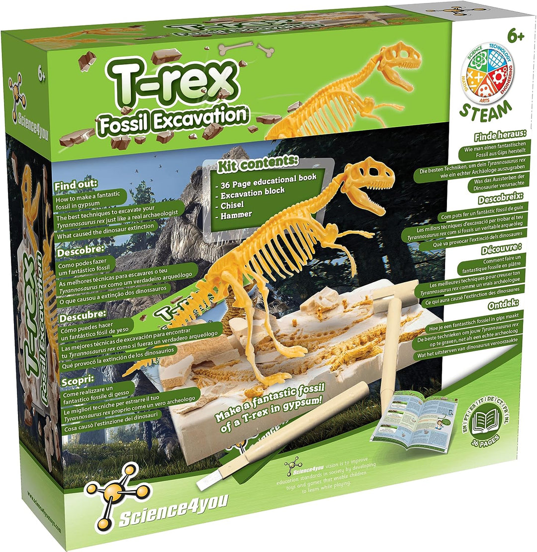 Science4you T-Rex-Fossilien-Jagdset für Kinder – Graben Sie die 10 Stück aus und bauen Sie sie zusammen