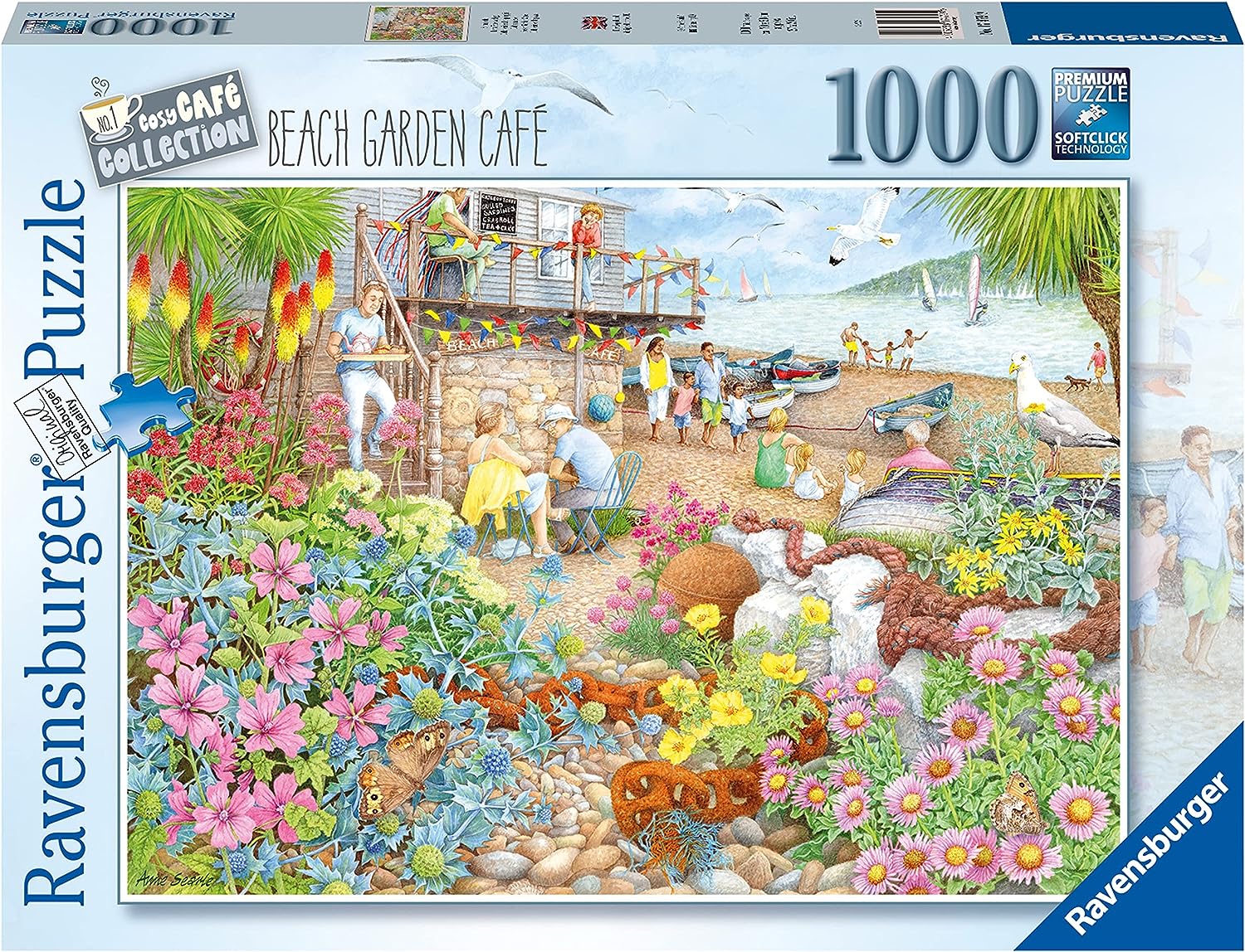 Ravensburger Cosy No.1 Beach Garden Cafe 1000-teiliges Puzzle für Erwachsene und Kinder