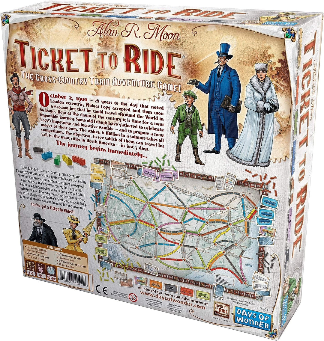 Days of Wonder | Ticket to Ride Board Game | Ages 8+ | For 2 to 5 Players | Average Playtime 30-60 Minutes