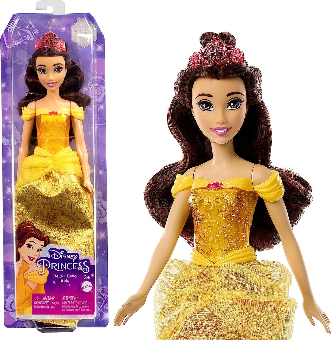 Disney Princess Toys, bewegliche Modepuppe Belle mit glitzernder Kleidung und Zubehör