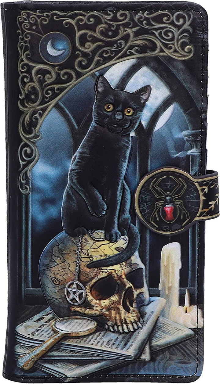 Nemesis Now Lisa Parker Spirits of Salem Black Cat Skull Map Embossed Purse, Pol