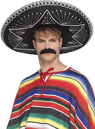 Smiffys 26638 Deluxe Authentic Sombrero, Schwarz, Einheitsgröße