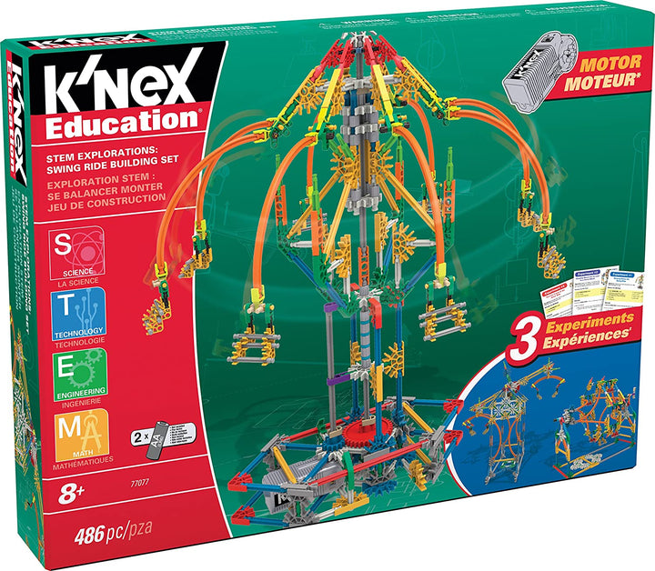 K&#39;Nex 77078 K&#39;NEX STEM Explorations Swing Ride Juego de construcción para mayores de 8 años Juguete de educación en ingeniería 486 piezas
