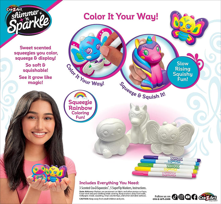 Shimmer ‘n Sparkle CRA-Z-Squeezies Color Your Own Squeezie Fun – 3 Count Butterfly