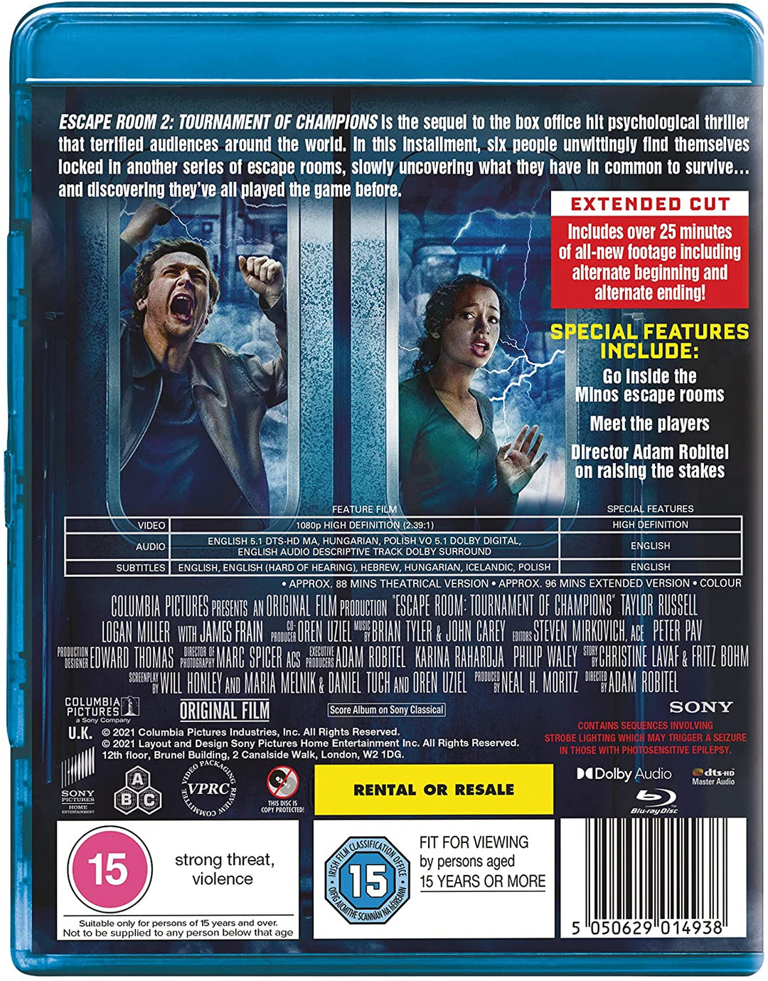 Escape Room 2: Tournament Of Champions – Horror/Thriller [Blu-ray]