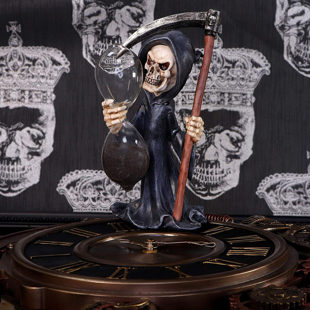 Nemesis Now Out of Time Sanduhr mit Cartoon-Sensenmann, 20,5 cm, Schwarz