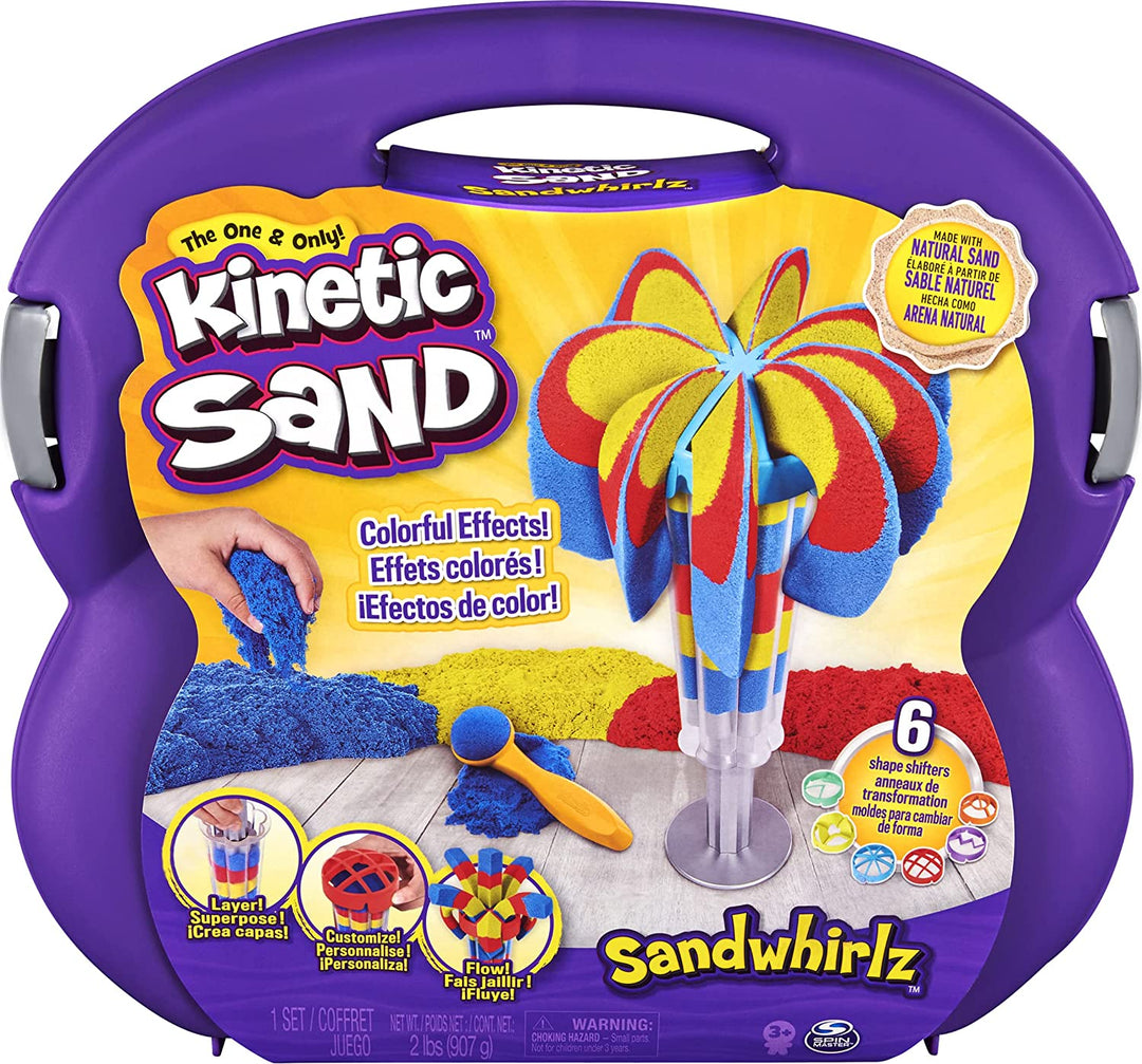 Kinetic Sand Sandwhirlz-speelset met 3 kleuren Kinetic Sand (907 g) en meer dan 10 gereedschappen