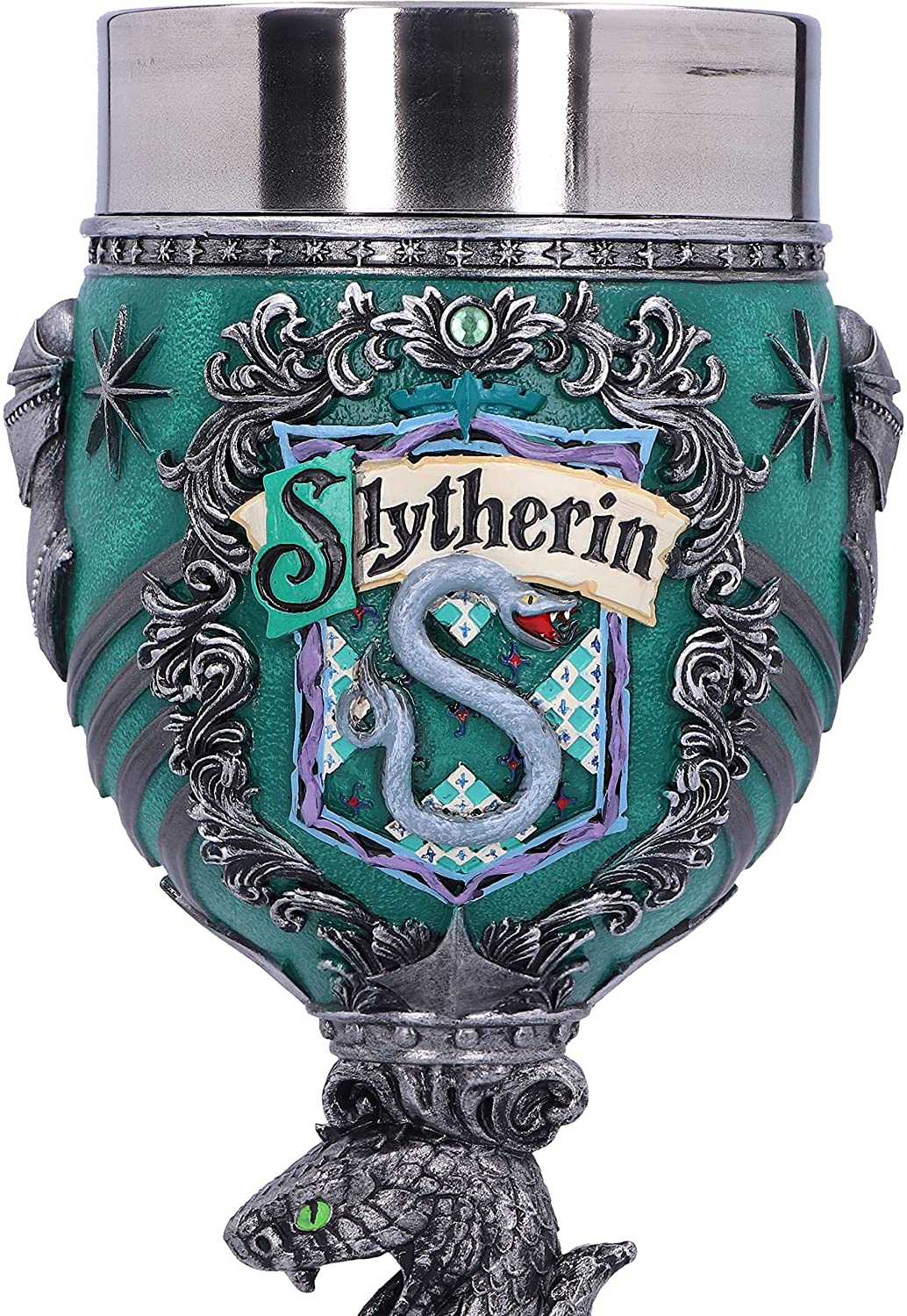 Nemesis Now Harry Potter Slytherin Hogwarts House Collectaible Goblet, Green Silver, 19.5cm