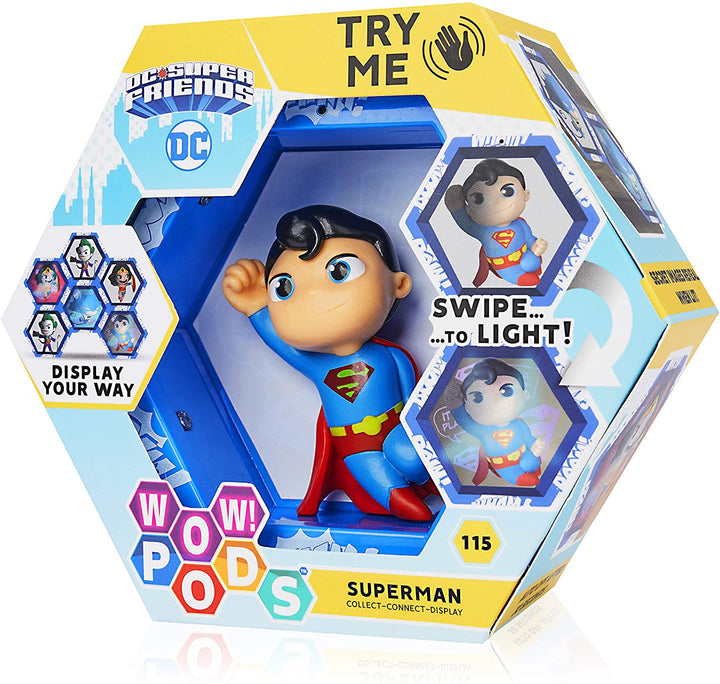 WOW! PODS Superman - Official DC Comics Superhero Light-Up Bobble-Head Figure | Collectable Toy