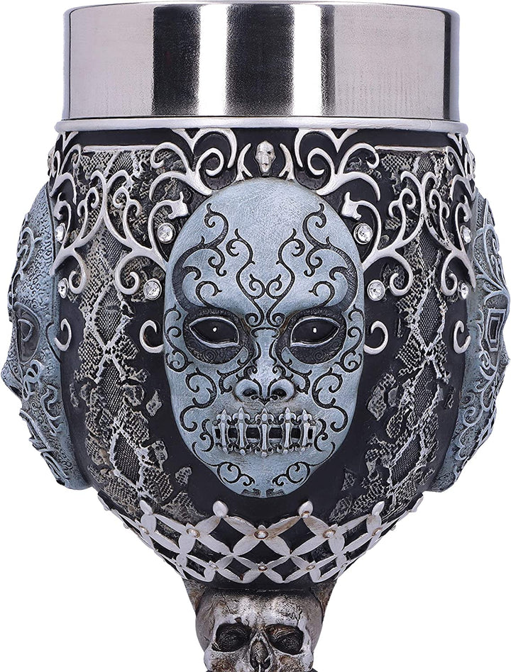 Nemesis Now Harry Potter Death Eater Mask Voldemort Collectible Goblet, Black Silver, 19.5cm