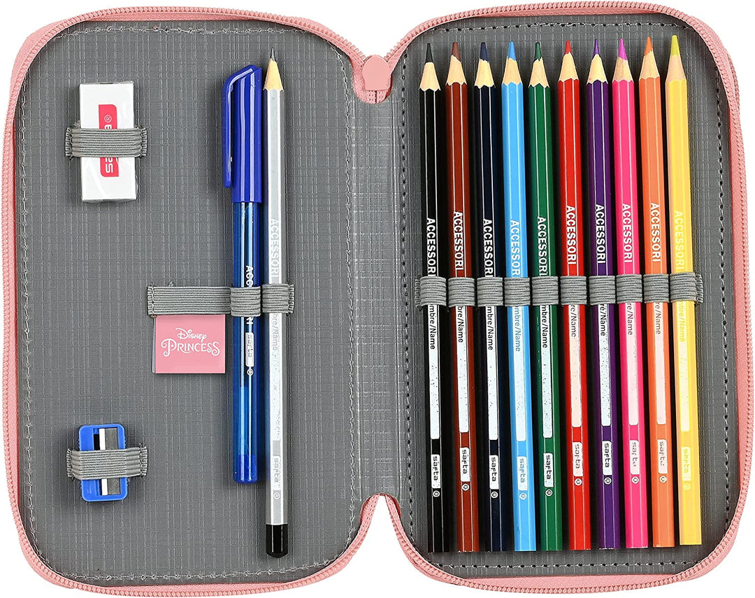 Safta - (412280854) Double Filled Pencil Case 28 Pcs. Disney Princesses "Dream It"