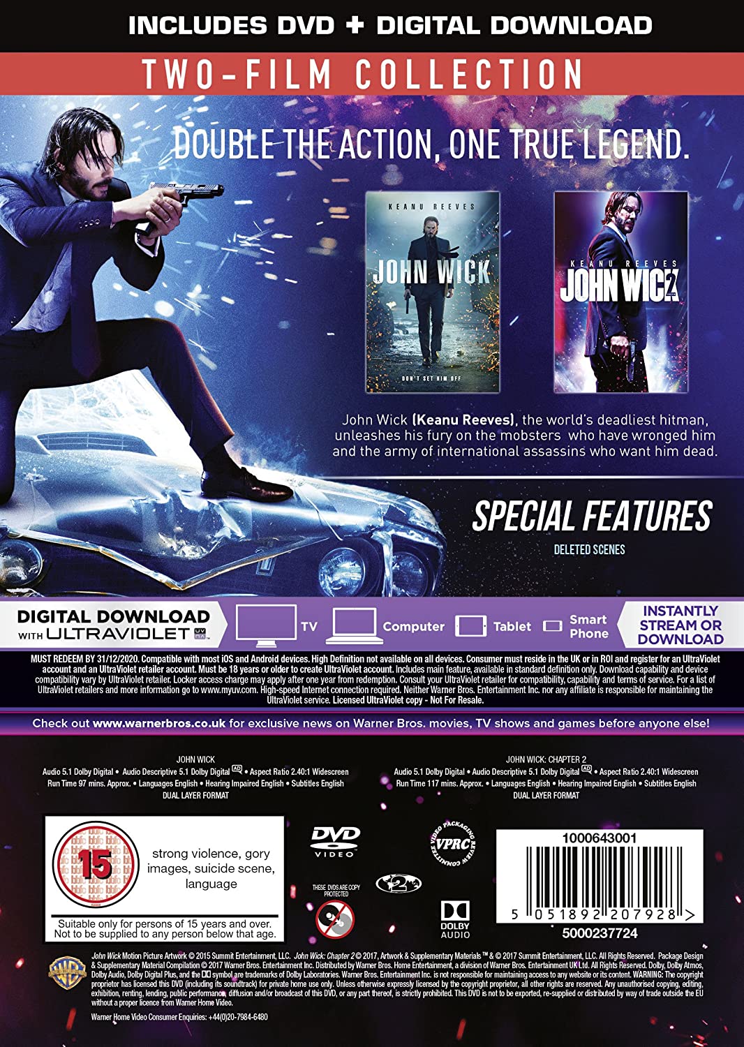 John Wick : Chapitres 1 et 2 [DVD + Téléchargement numérique] [2017]