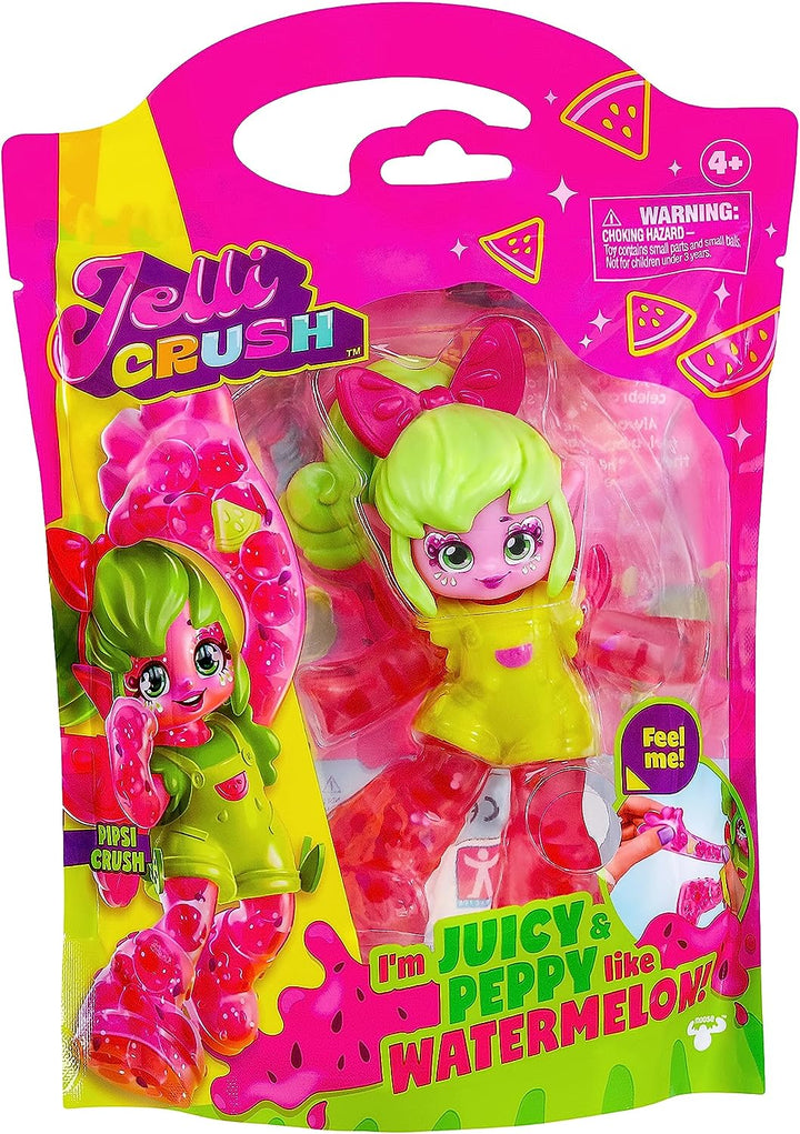 Jelli Crush Pipsi Crush Squishy, Smooshy, Stretchy Watermelon Pixie Themed Doll with Unique Charm Inside