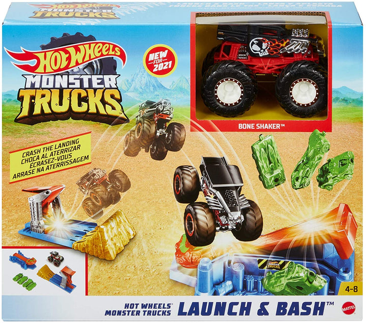 Hot Wheels Monster Trucks Lanzamiento y Bash Play Set