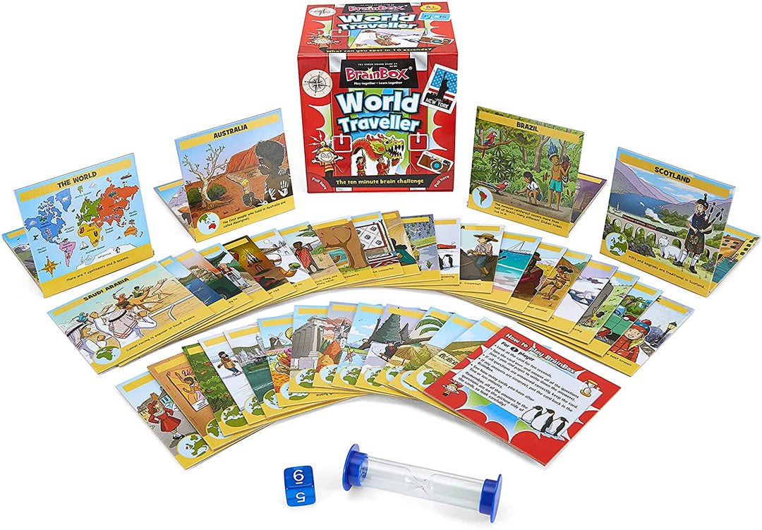 BrainBox | World Traveller | Card Game | Ages 8+ | 1+ Players | 10 Minutes Playing Time