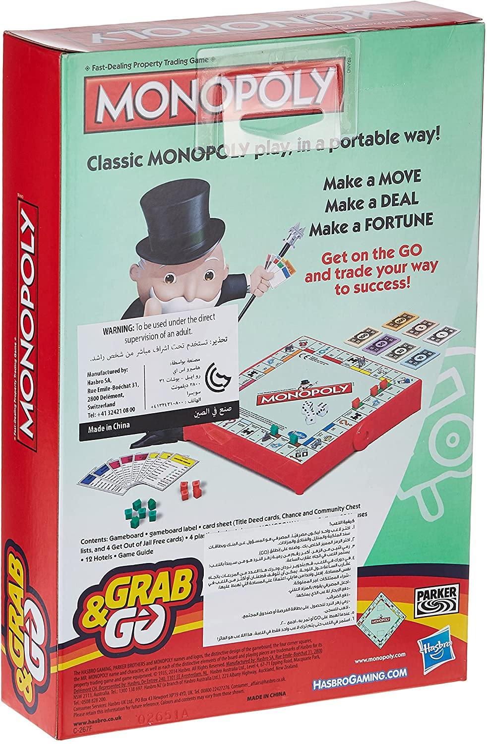 Hasbro Gaming Monopoly Grab & Go Game - Yachew