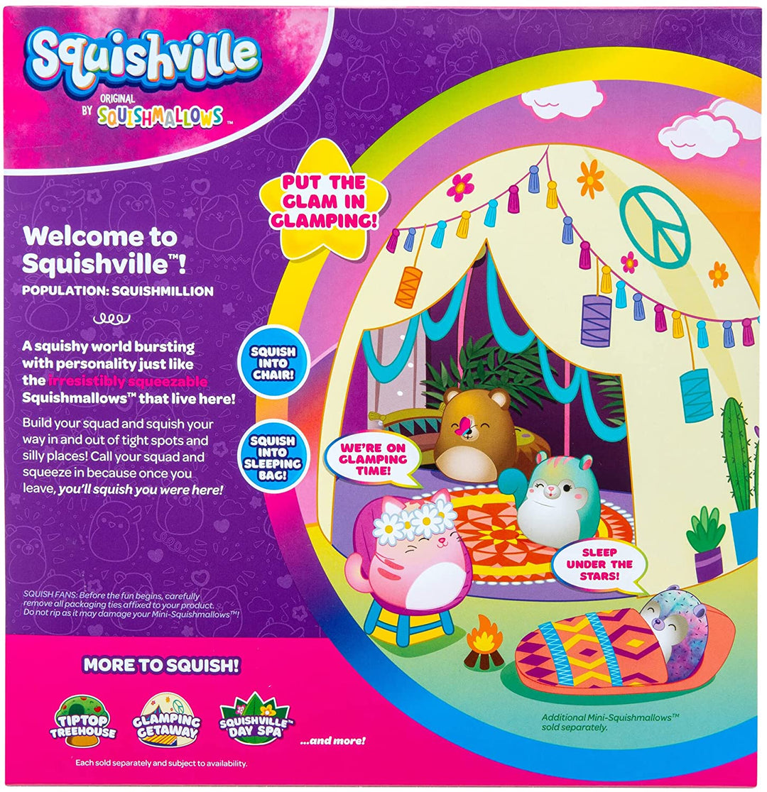 Squishville SQM0210 Deluxe Glamping inklusive 5,1 cm Paulita, der rosa getigerten Katze,