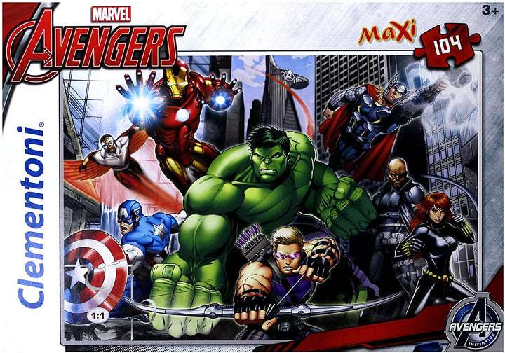 Clementoni 23688.6 Marvel The Avengers Los Pinginos De Madagascar Clementoni-23688-Supercolor Puzzle, Ready to fight-104 Maxi Pieces, Multi-Colour