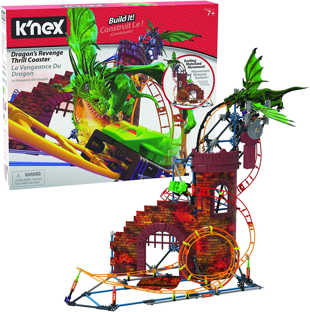 K&#39;NEX 34043 Rides Dragon&#39;s Revenge Thrill Roller Coaster Set, Multicolore