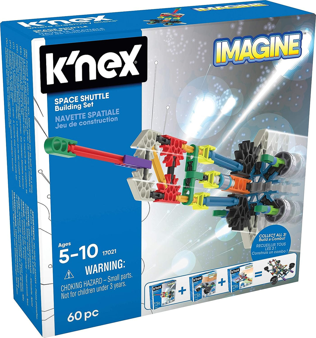 K'Nex KNex 520 17020 Imagine Spielzeugset Space Shuttle Construction – 60 Teile – Alter 5–10 EA Einführungsfahrzeug sortiert, mehrfarbig