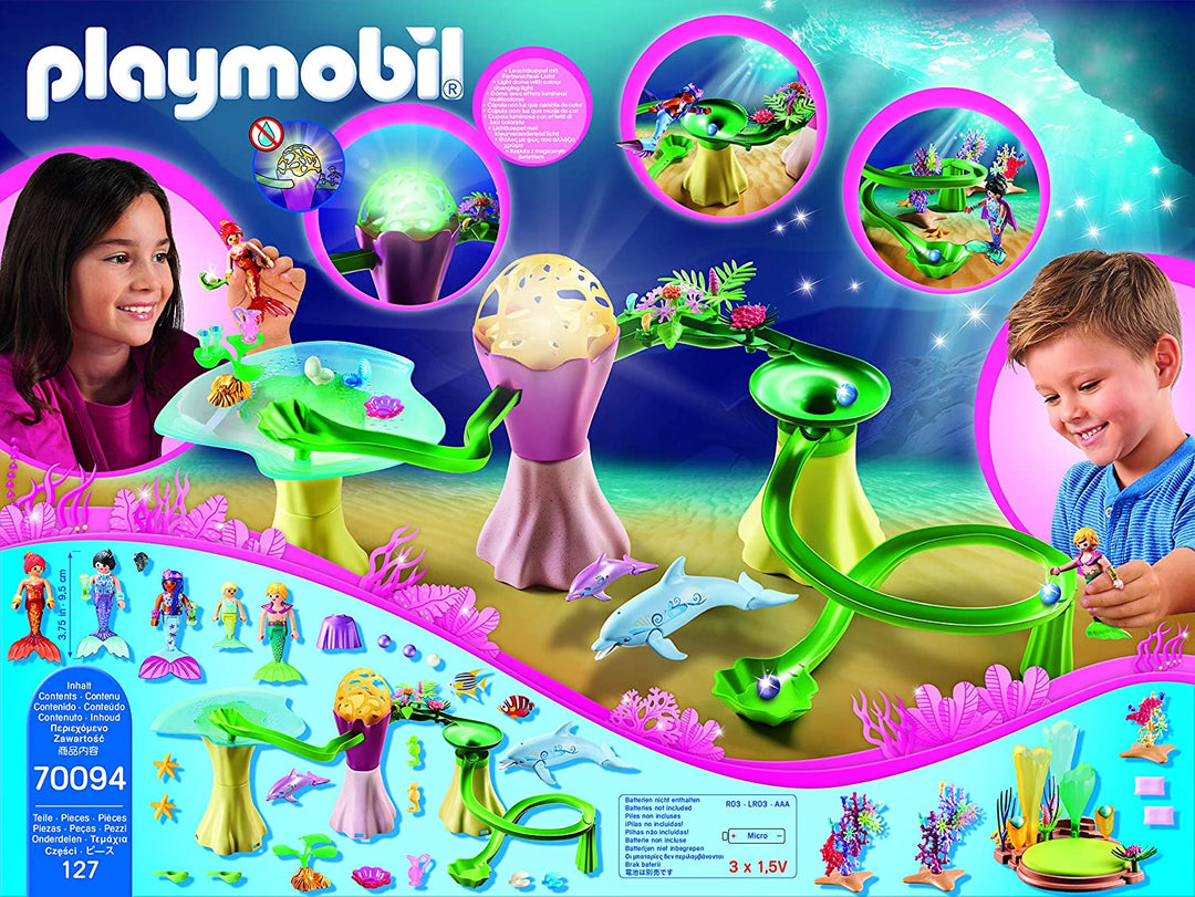 Playmobil 70094 Magic Mermaids Pista per biglie in corallo con cupola illuminata