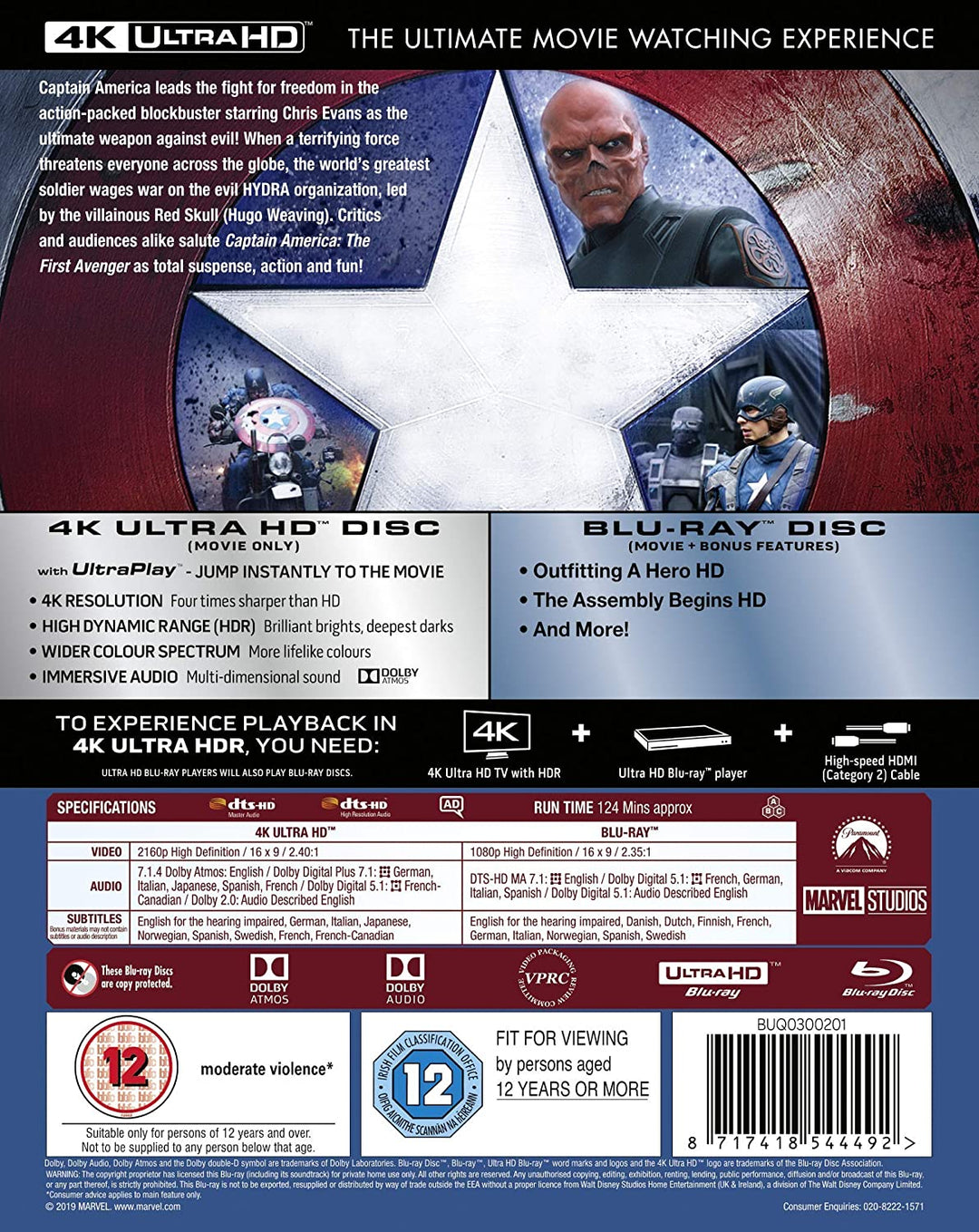 Marvel Studios Captain America: The First Avenger – Action/Abenteuer [Blu-Ray]