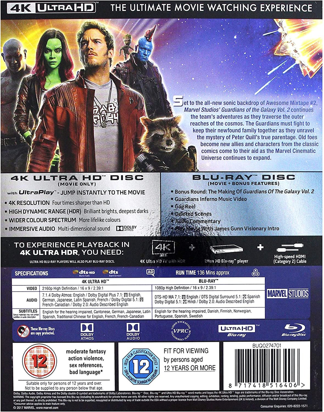 Marvel Studios Guardians of the Galaxy Vol. 2 -Action/Science-Fiction [Blu-ray]