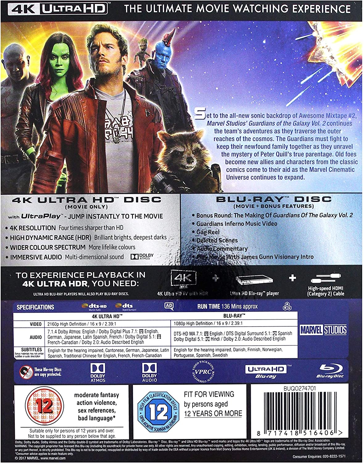 Marvel Studios Guardians of the Galaxy Vol. 2 -Action/Science-Fiction [Blu-ray] 2