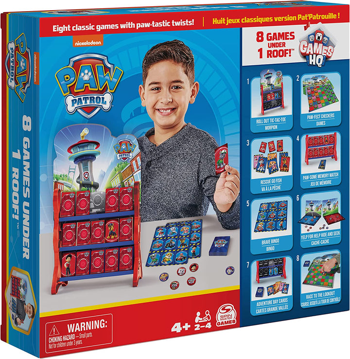 PAW Patrol, Games HQ Board Games for Kids Checkers Tic Tac Toe Memory Match Bingo Go Fish Card Games PAW Patrol Toys, for Kids Aged 4 and up