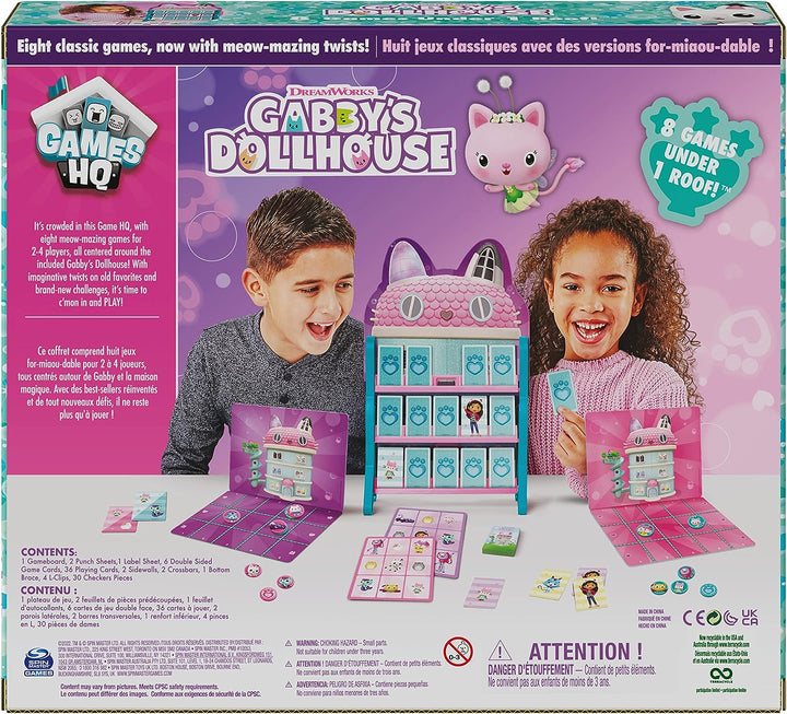 Gabby’s Dollhouse, Games HQ Checkers Tic Tac Toe Memory Match Go Fish Bingo Cards