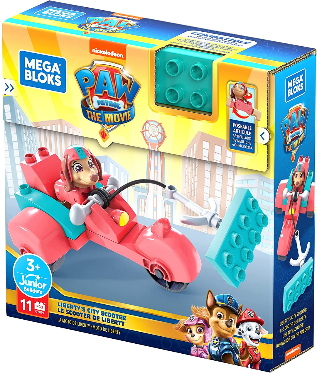 Mattel Mega Bloks Paw Patrol The Movie Liberty City Scooter Set