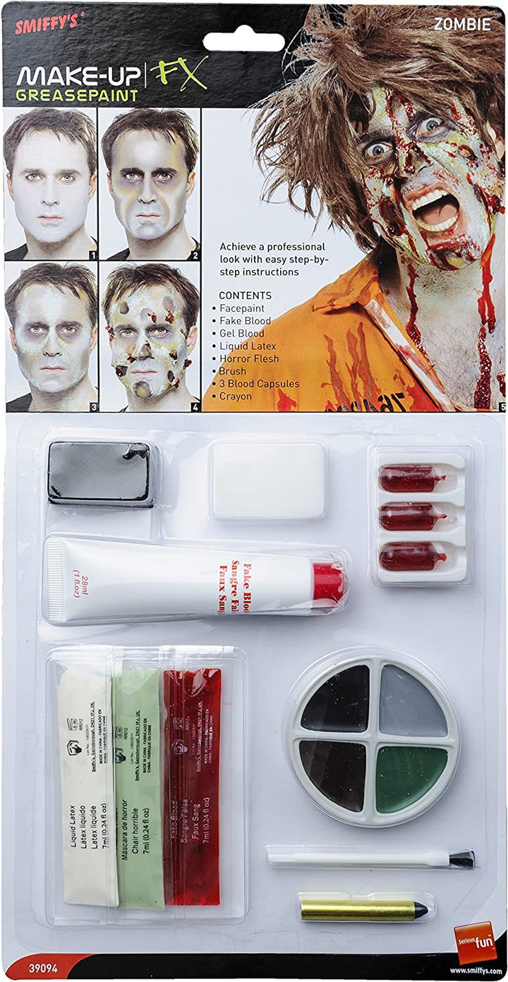 Smiffys Make-Up FX, complete zombie set, gezichtsverf