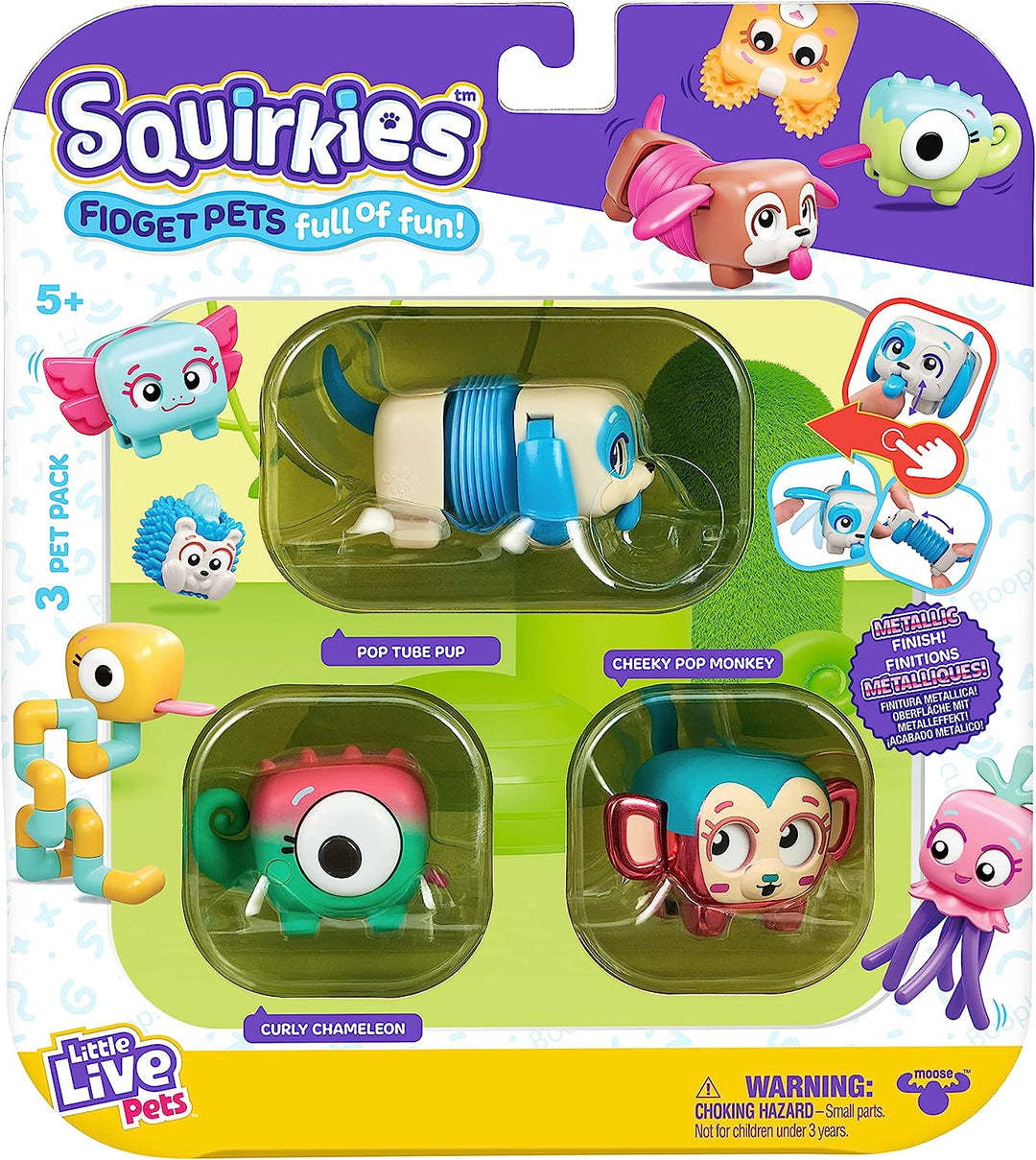 Kleine lebende Haustiere - Squirkies | Interaktives Fidget-Spielzeug, Fidget-Funktion, Klick, F