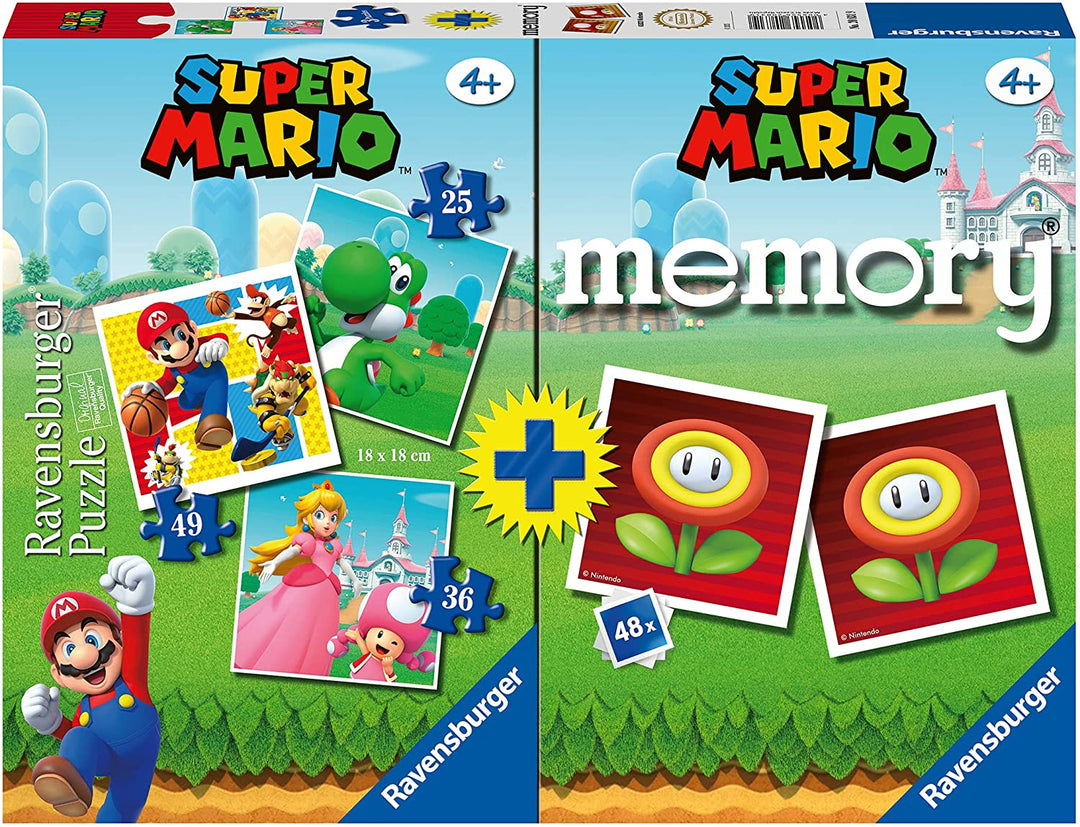 Ravensburger, Multipack Super Mario, Memory und Puzzle, Puzzle und Spiel für Jungen