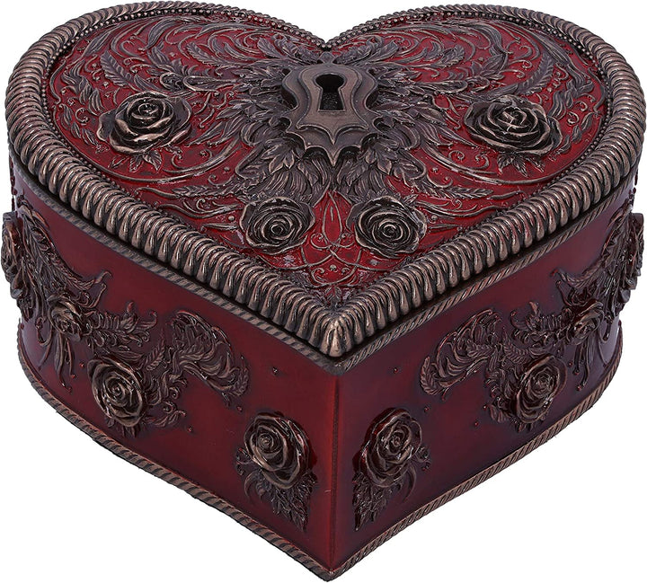 Nemesis Now Heart and Key Baroque Gothic Romance Box by Vincent HIE, Bronze, 11.