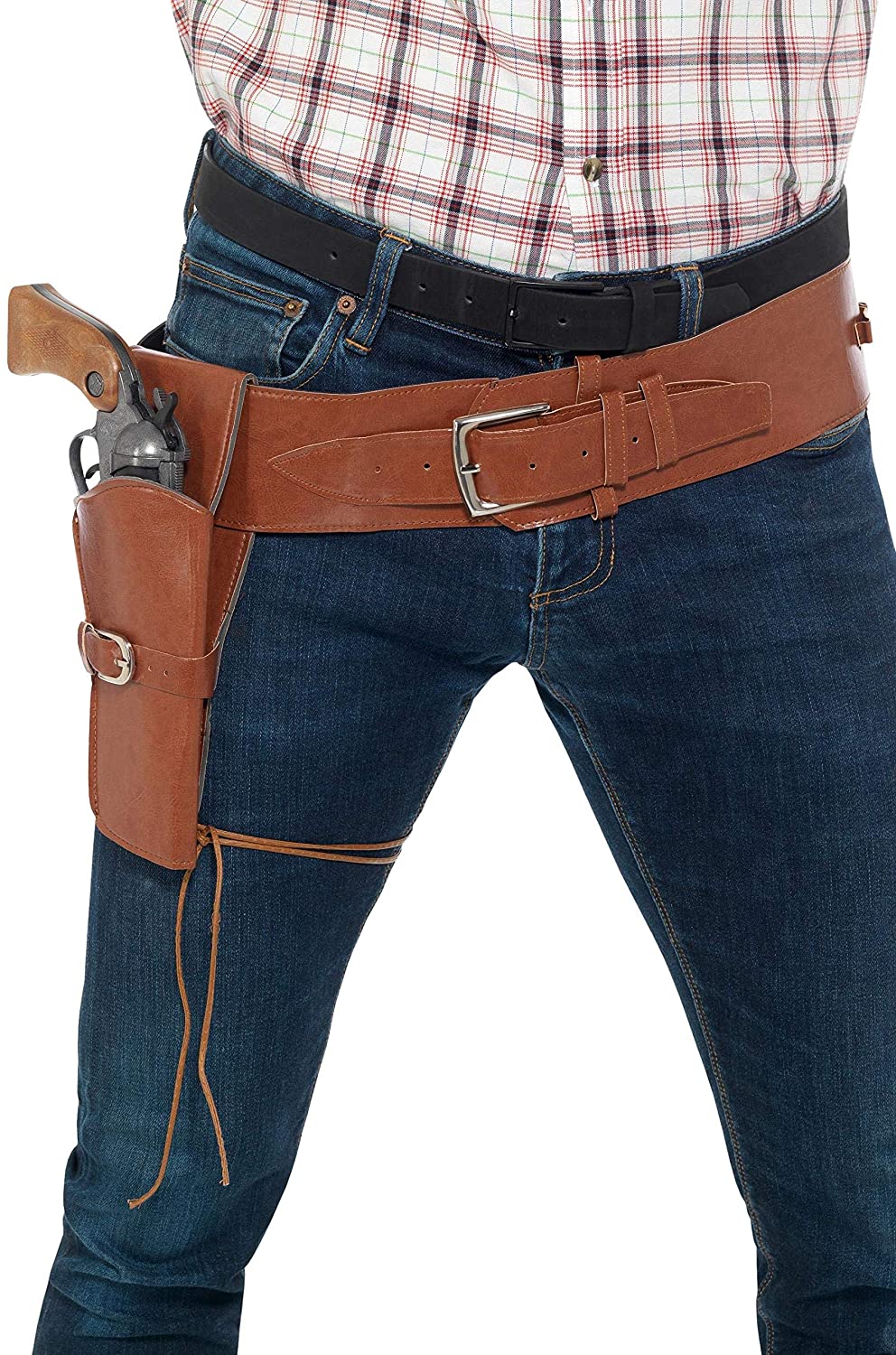Smiffy's Faux Leather Single Holster with Belt, Unisex-Adult, One Size