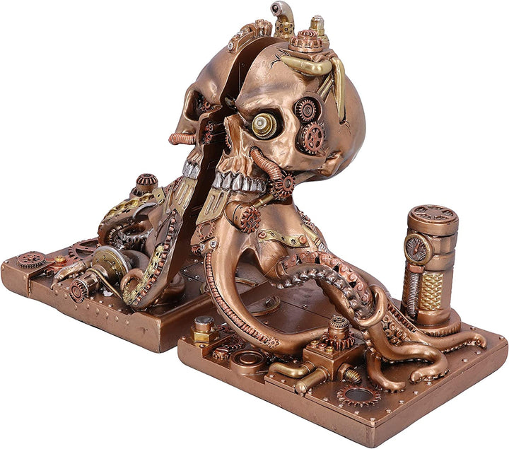 Bronzefarbene Steampunk-Octonium-Buchstützen, mechanische Oktopus-Regalenden