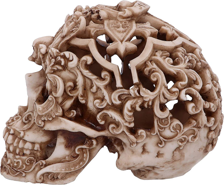 Nemesis Now Gotisches Design, geschnitzte Totenkopf-Figur, Ornament, Natur, 19 cm
