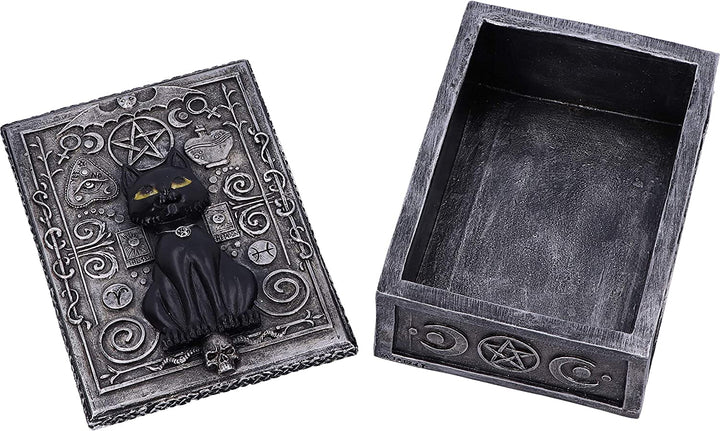 Nemesis Now Familiar Spell Black Cat Sigil Trinket Box 13.7cm, Silver
