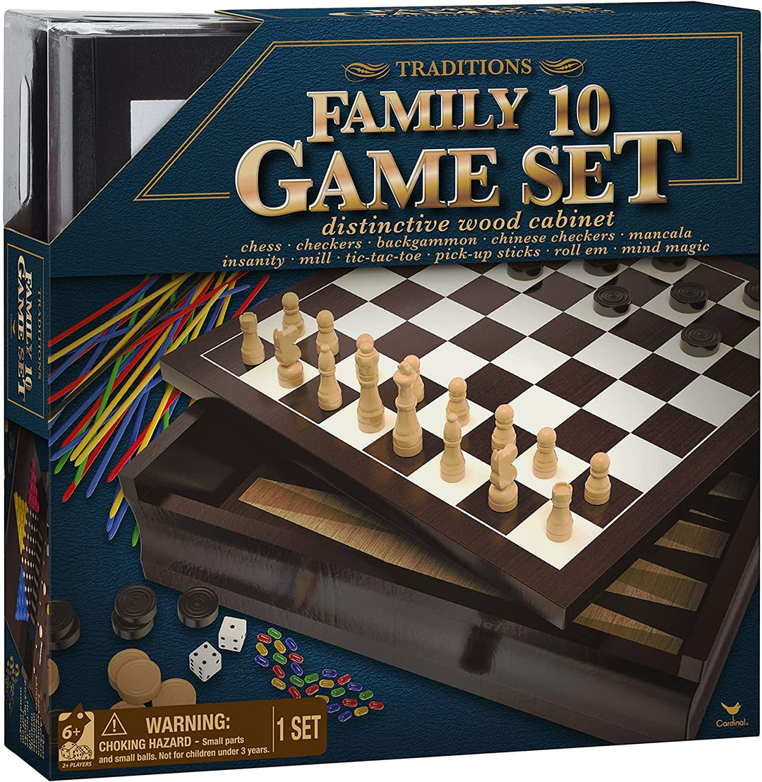 Spin Master Games 10 Familienspiele-Set im Holzschrank