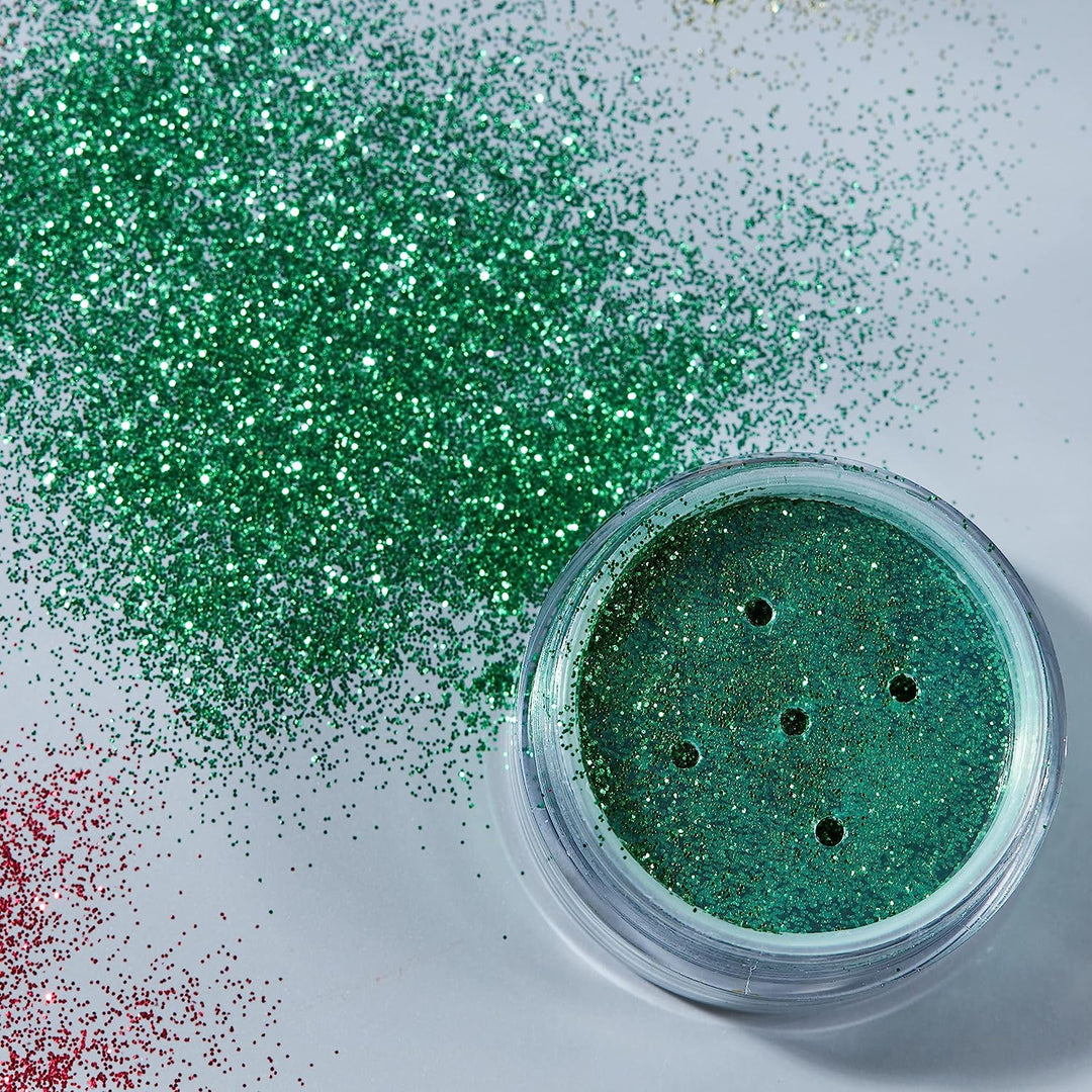 Klassische feine Glitzerstreuer von Moon Glitter – Grün – Kosmetischer Festival-Make-up-Glitzer für Gesicht, Körper, Nägel, Haare, Lippen – 5 g