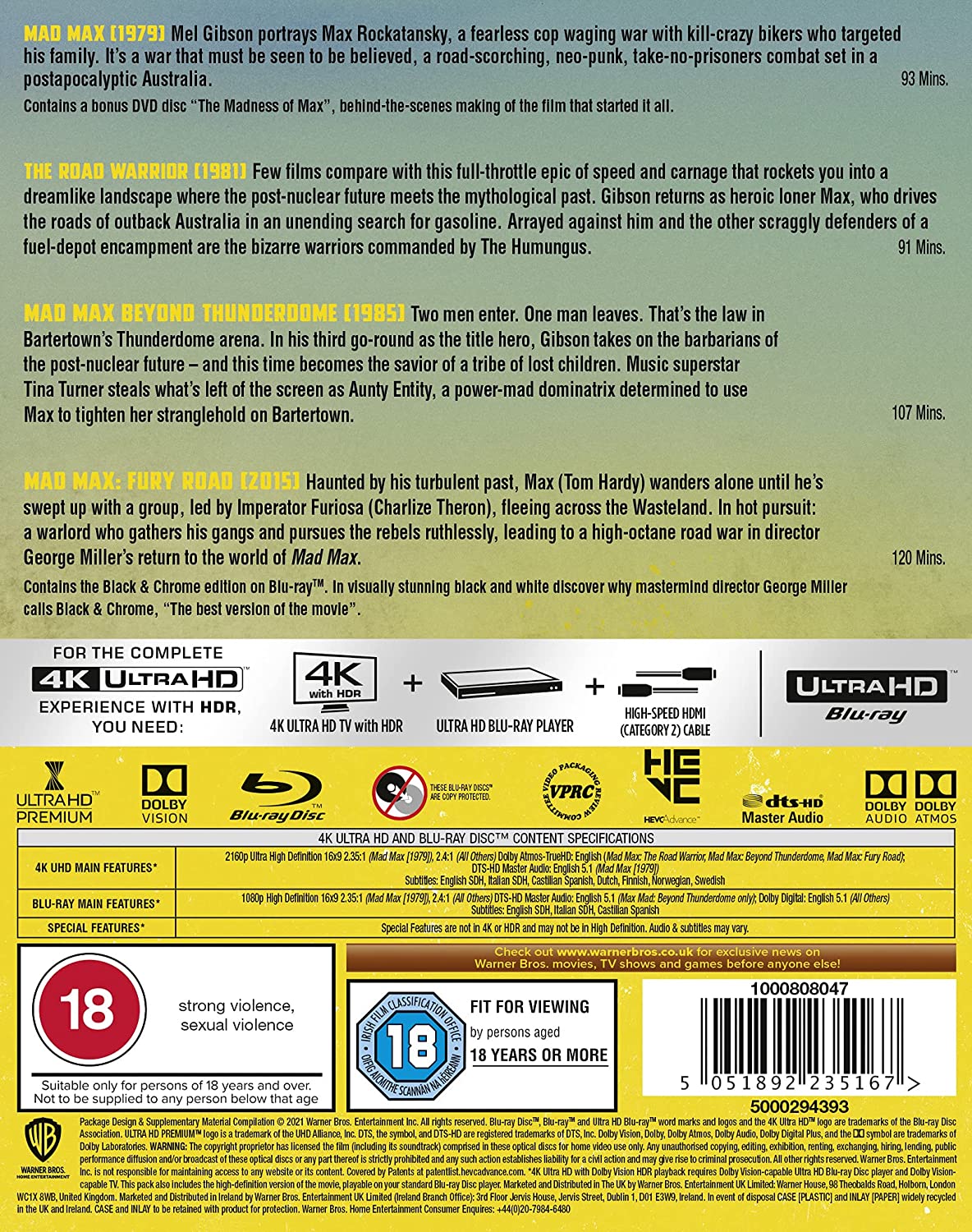 Mad Max Anthology (1979-2015) - 4K Ultra HD [Region Free] [Blu-ray] 2