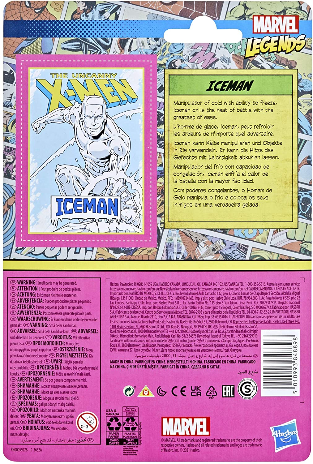 Hasbro Marvel Legends 3,75-Zoll Retro 375 Collection Iceman Actionfigur Spielzeug F2661