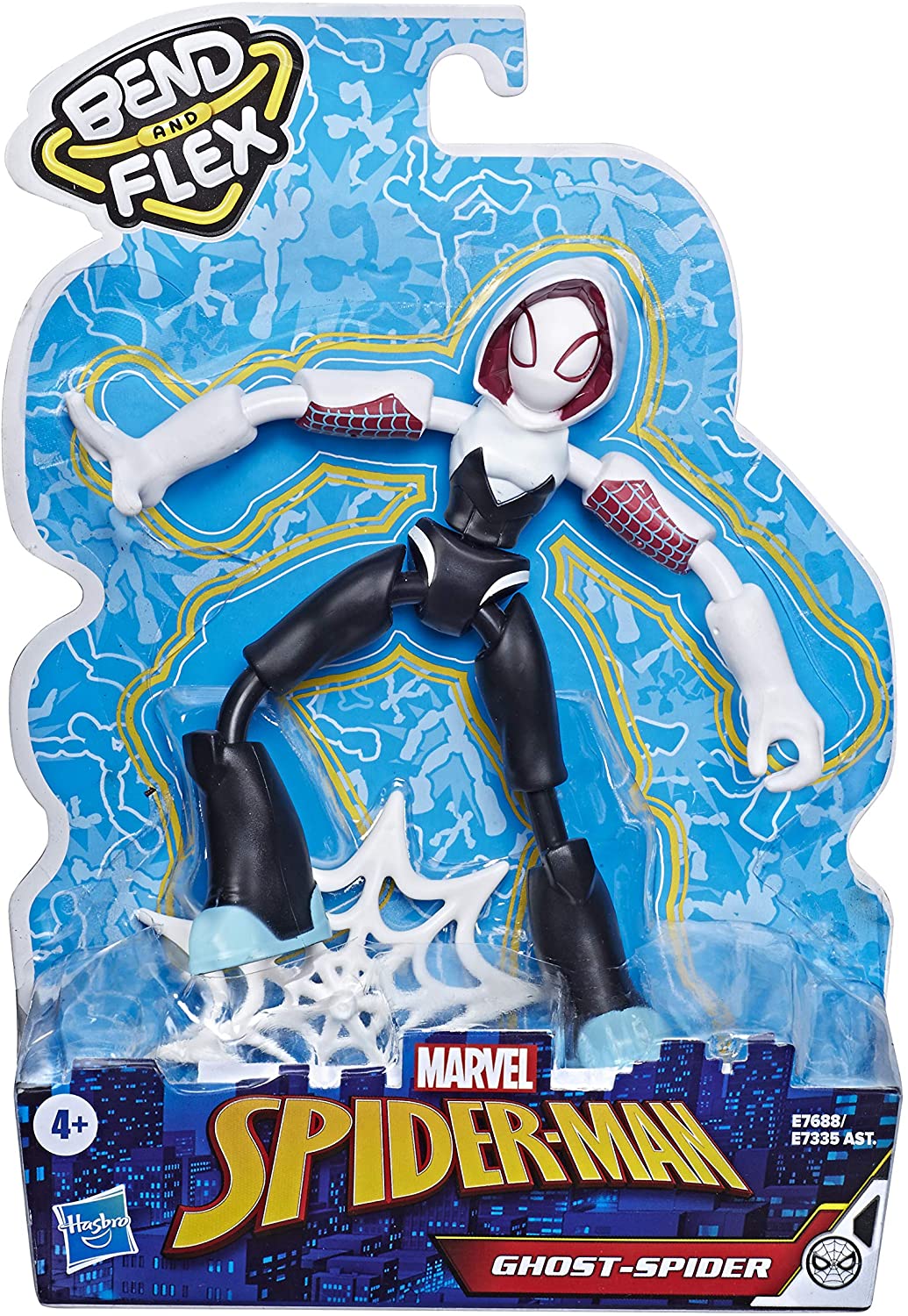 Spider-Man Marvel Bend and Flex Ghost-Spider Action Figure Toy 15-cm Flexible