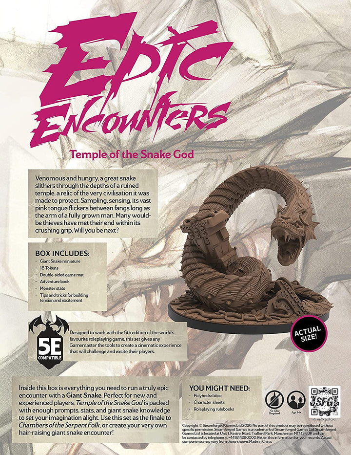 Epische Begegnungen: RPG-Fantasy-Rollenspiel „Temple of the Snake God“ mit 20 detaillierten Miniaturen, doppelseitiger Spielmatte und Game-Master-Abenteuerbuch mit Monsterstatistiken, 5E-kompatibel